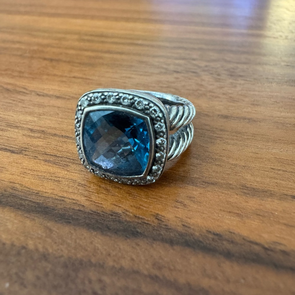 Authentic David Yurman Albion 11mm Blue Topaz Ring